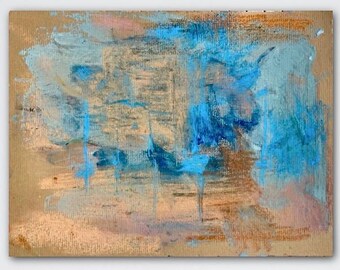Blauw abstract acrylschilderij op papier, pastelkunst