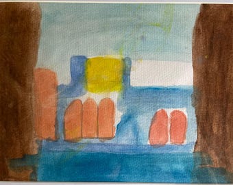 Abstracte aquarel met grafiet