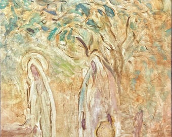 Origineel pastelschilderij op canvas