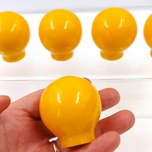Vintage RETRO Yellow Cupboard Knobs set of 5 + 1 larger size  Vintage bright yellow drawer knobs Single Mount Knobs