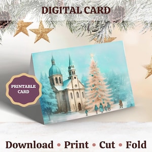 Printable Christmas Card, Digital Download Printable, Merry Christmas Card, Print at Home #202