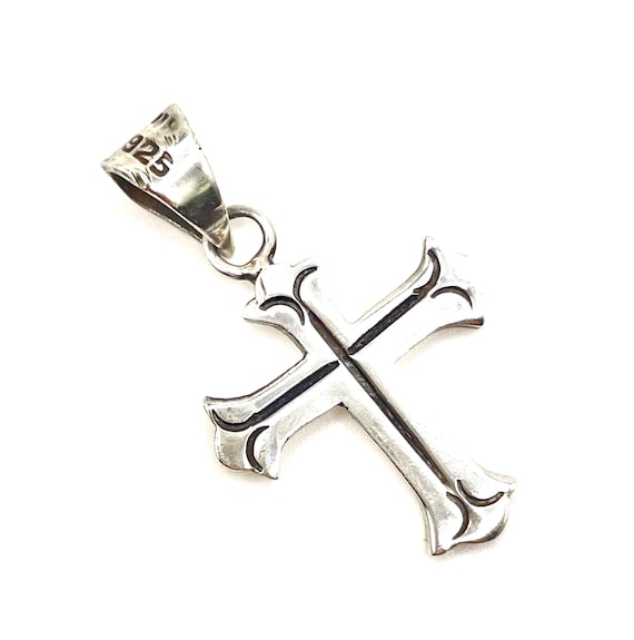 Vintage Taxco Mexico 925 Sterling Silver Patonce Cross Pendant Heraldic Christian 1970s TR49