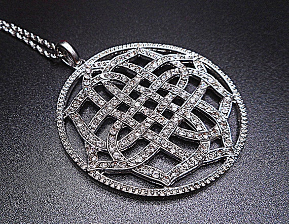 Radiant Crystal Mandala Pendant Necklace Statement Piece - Timeless Elegance 2"D