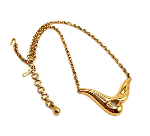 Vintage Monet Gold Plated Sculptural Bib Necklace Modernist Collar Statement Jewelry 1980s