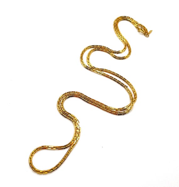 Vintage Monet Gold Plated Boston Link Long Layering Necklace 1980s 25 Inch