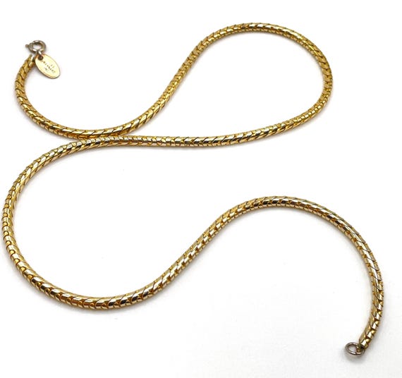 Vintage Les Bernard Gold Plated Serpentine Snake Chain Necklace 1960s Signed Jewelry