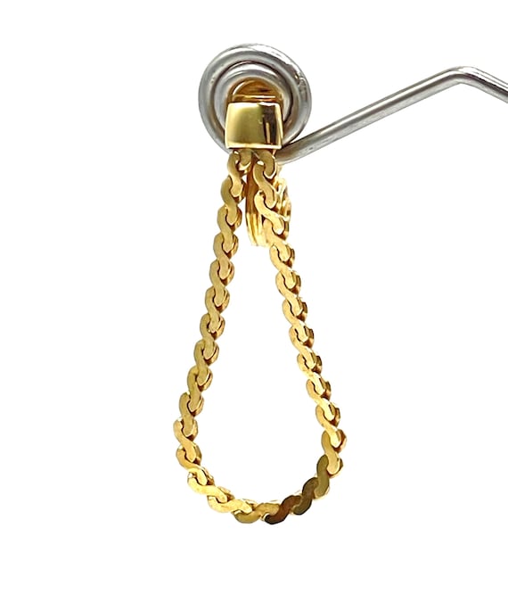 Vintage MONET Signed 14K Gold Plated Loop Dangle Earrings Adj clips