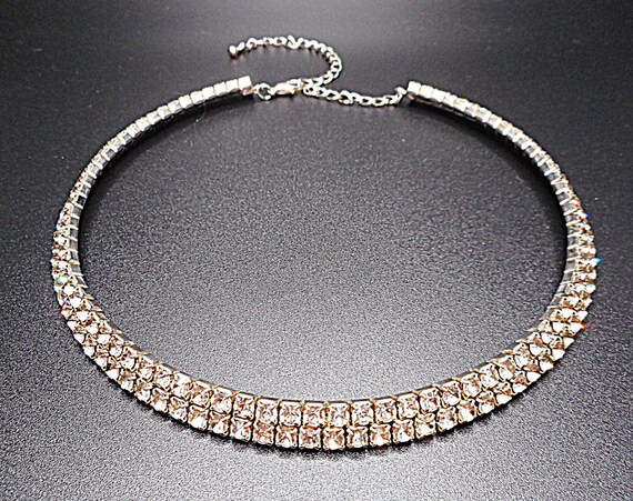 Sparkly Rhinestone Choker Collar Necklace and Bra… - image 3