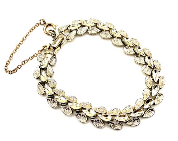 Coro Gold Tone Link Bracelet w/ Safety Chain Mid Century