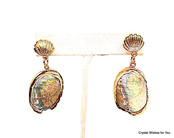 Natural Abalone Shell Iridescent Dangle Earrings … - image 7
