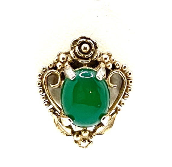 Chrysoprase Screw Back Earrings: Mid Century Gold Tone Rose Setting