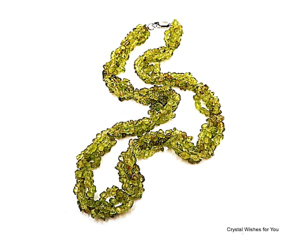 Natural Peridot Multi-Strand Necklace – 4 Hand-Knotted Layers, 925 Clasp – August Birthstone