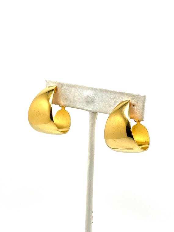 Vintage Napier Wide Tapered Hoop Statement Earrings – 18K Gold Plated, Adjustable Screw Back