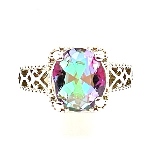 Swarovski Paradise Shine Crystal Cocktail Ring Oval Solitaire Filigree Silver Tone Statement Ring