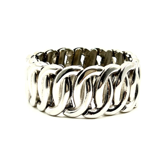 Vintage Monet Expansion Bracelet | Silver Plated Openwork Cuff | Mid Century Jewelry | Rare Pre-1955 Patent Bracelet