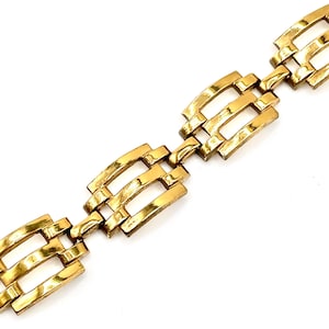 Antique Coro Art Deco Bracelet Gold Tone Geometric Pattern