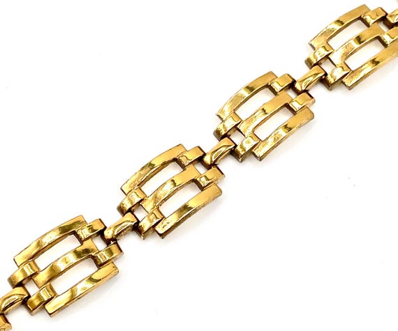Antique Coro Art Deco Bracelet Gold Tone Geometric Pattern