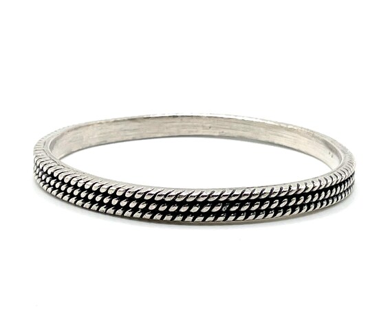 Napier Silver Bangle Bracelet | Textured Rope Pattern | Stackable