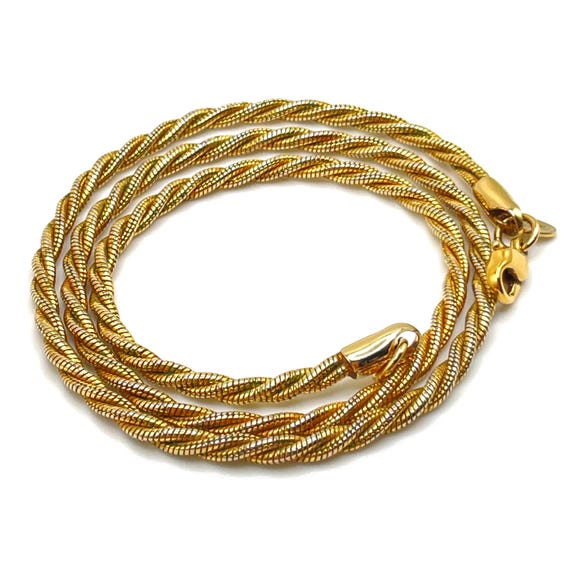 Vintage Monet Gold Plated Twisted Snake Chain Necklace 18 Inch 1980s