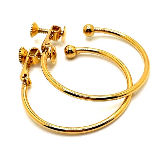 Vintage Napier 18K Gold Plated Hoop Earrings – Screw Back Clips