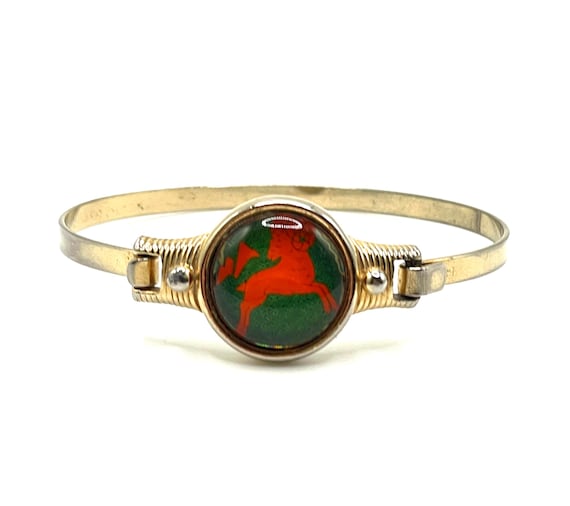 Vintage Jeane Dixon Hattie Carnegie Aries Zodiac Mood Bracelet Gold Tone 1970s