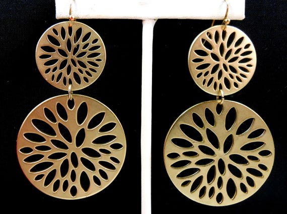 Boho Chic Radiance - Round Gold Disc Statement Dangle Earrings