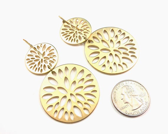 Boho Chic Radiance - Round Gold Disc Statement Da… - image 3