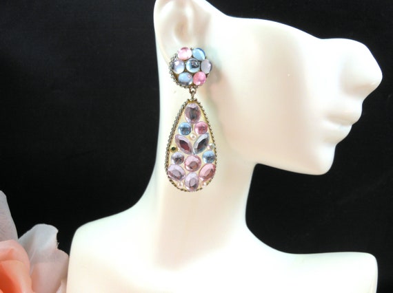 Rhinestone Statement Earrings - Dangle Drop - Mul… - image 5