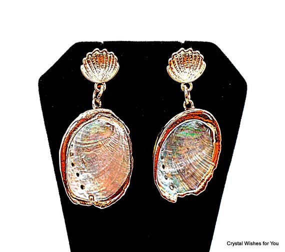 Natural Abalone Shell Iridescent Dangle Earrings … - image 3