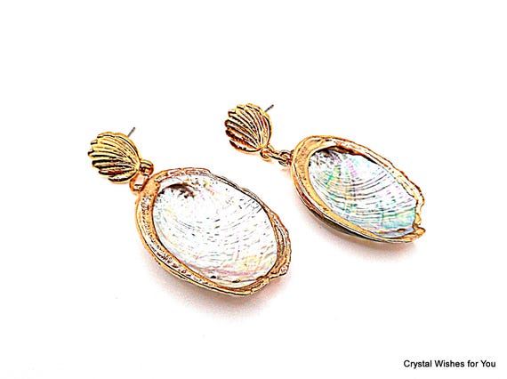 Natural Abalone Shell Iridescent Dangle Earrings … - image 6