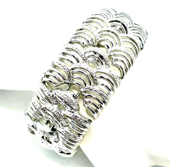 Coro Pegasus Bracelet Rhodium Plated Silver Link Bracelet 1940's