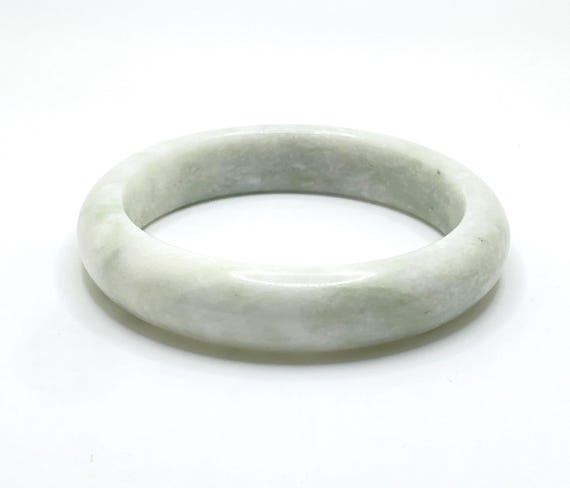 Certified Handcrafted Chinese Jade Bangle – Child Size – White & Light Green – New in Box