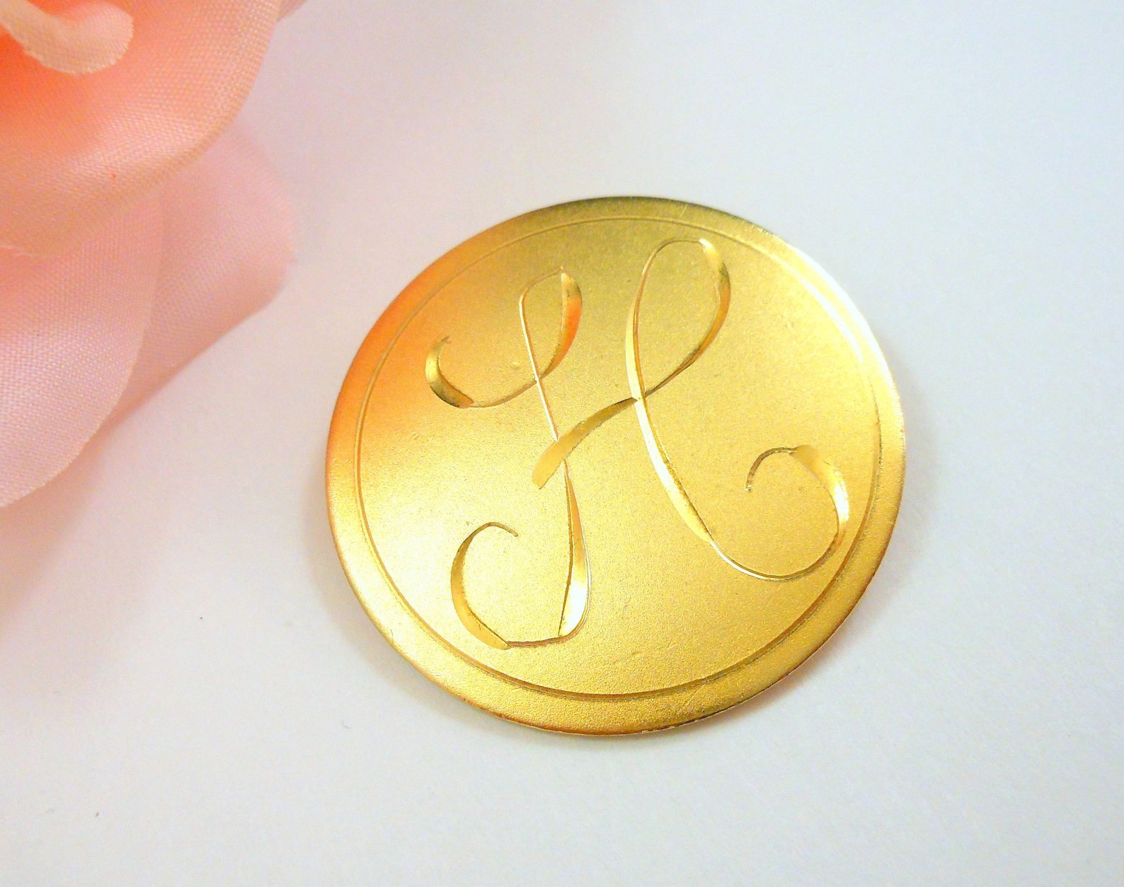 Vintage Gold Tone Initial Signet Pin With Script 'H' – 1960s Engraved ...