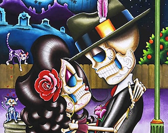 EL CLASSICO Day of the Dead Art Print | Mexican Wall Art | Dia de los Muertos Wall Decor | Tattoo Art | 12x18 Unframed or Framed Art