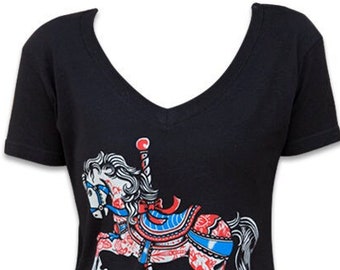 CAROUSEL HORSE Ladies V-Neck Shirt