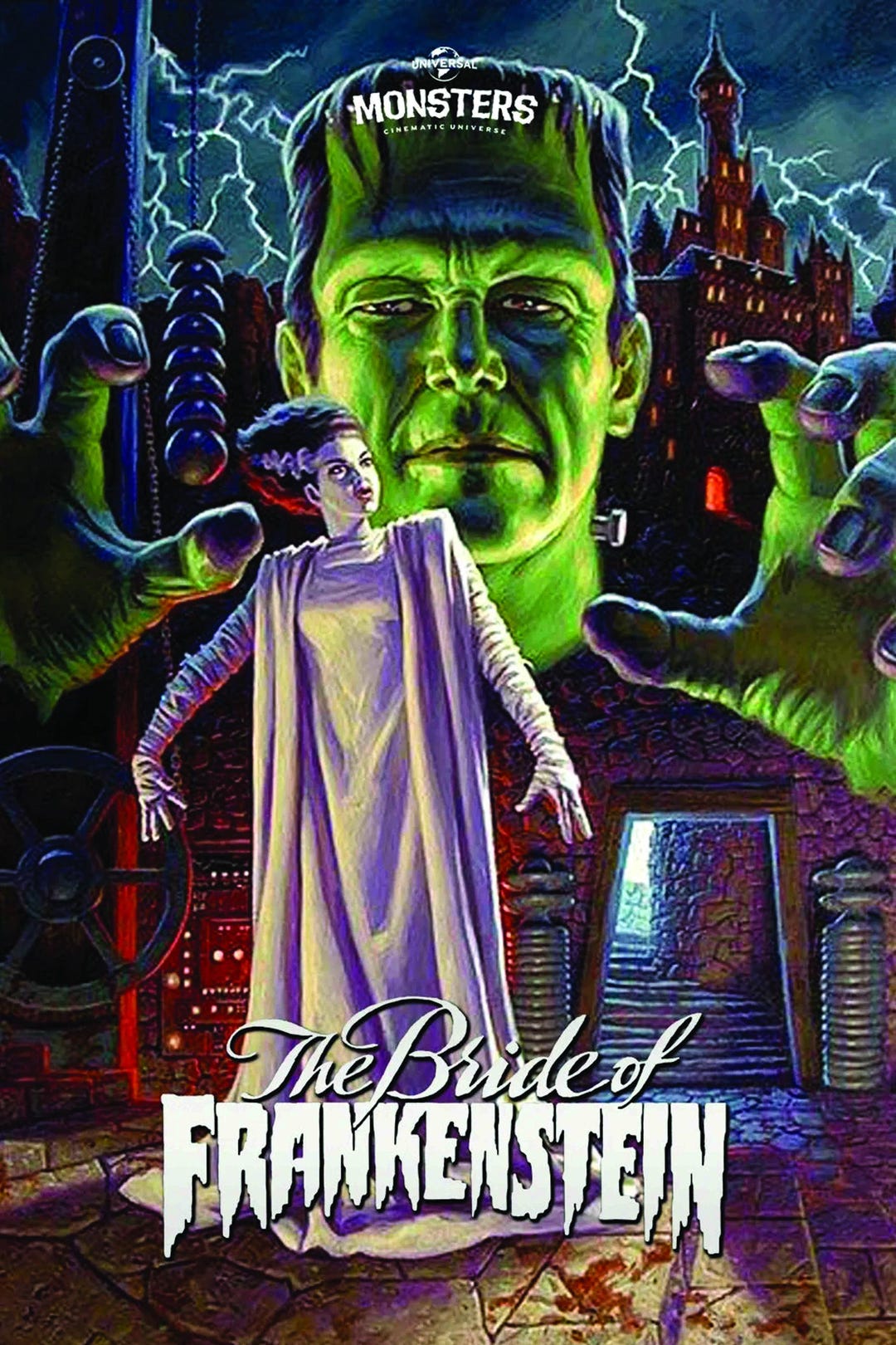 MONSTER COUPLE Frankenstein & Bride of Frankenstein Movie Poster Art ...