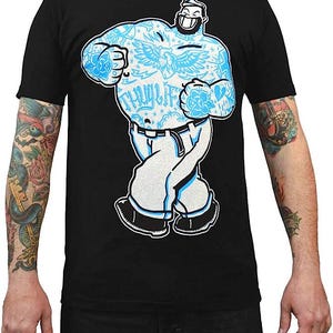 THUG LIFE Men&#39;s Graphic Tee | Bluto Tee | Brutus from Popeye the Sailor Man | Classic Cartoon Tees | Mens Graphic TShirts | Vintage Cartoon