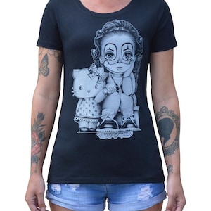 LIL PAYASA Girls Loose Neck Graphic T-Shirt, Cute Girls Tee, Little Clown Girl Gangster TShirt, Ladies Graphic Tees, Cute Gift Tee, Soft Tee