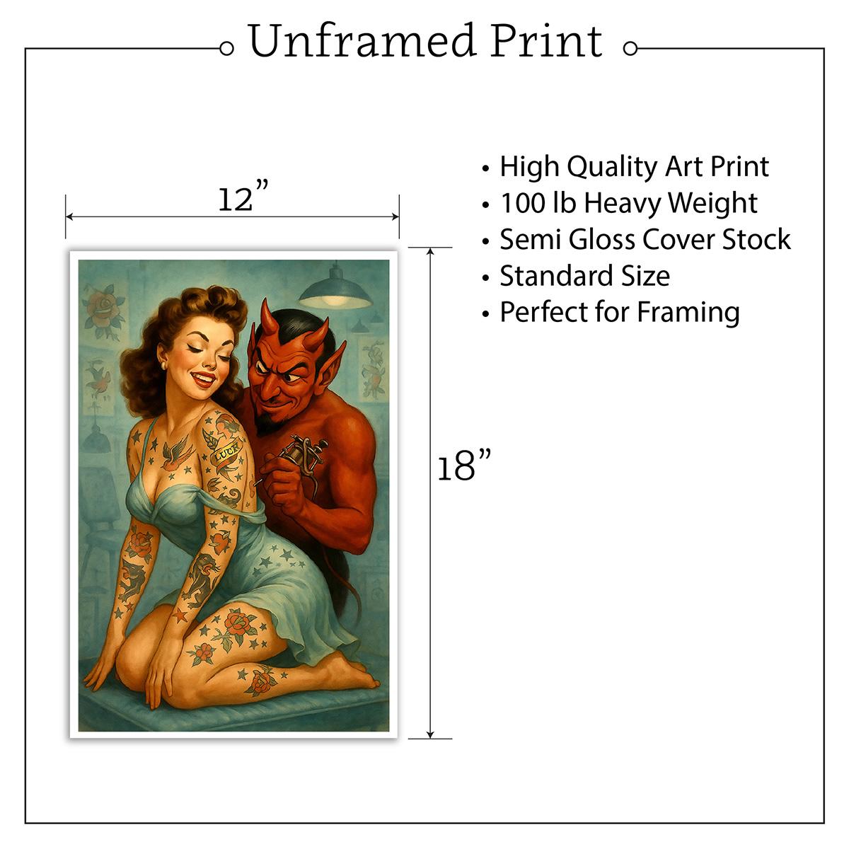 TATTOO DEVIL Art Print | Classic Pin up Art | Vintage Pin up Decor ...