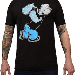 SAILOR MAN Men&#39;s Graphic Tee | Popeye Tee | Popeye the Sailor Man Tee| Classic Cartoon Tees | Mens Graphic TShirts | Vintage Cartoon Tee