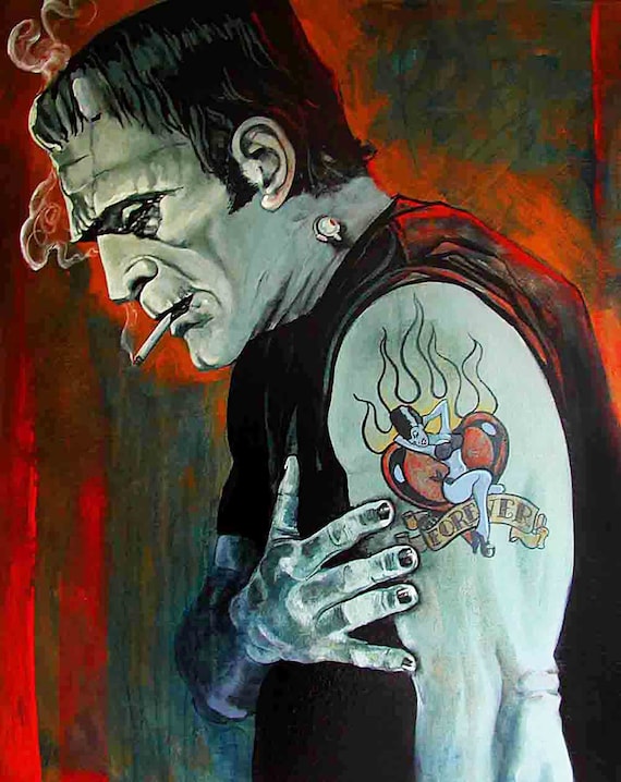 BROKEN HEARTED Frankenstein Art Print | Classic Horror Art
