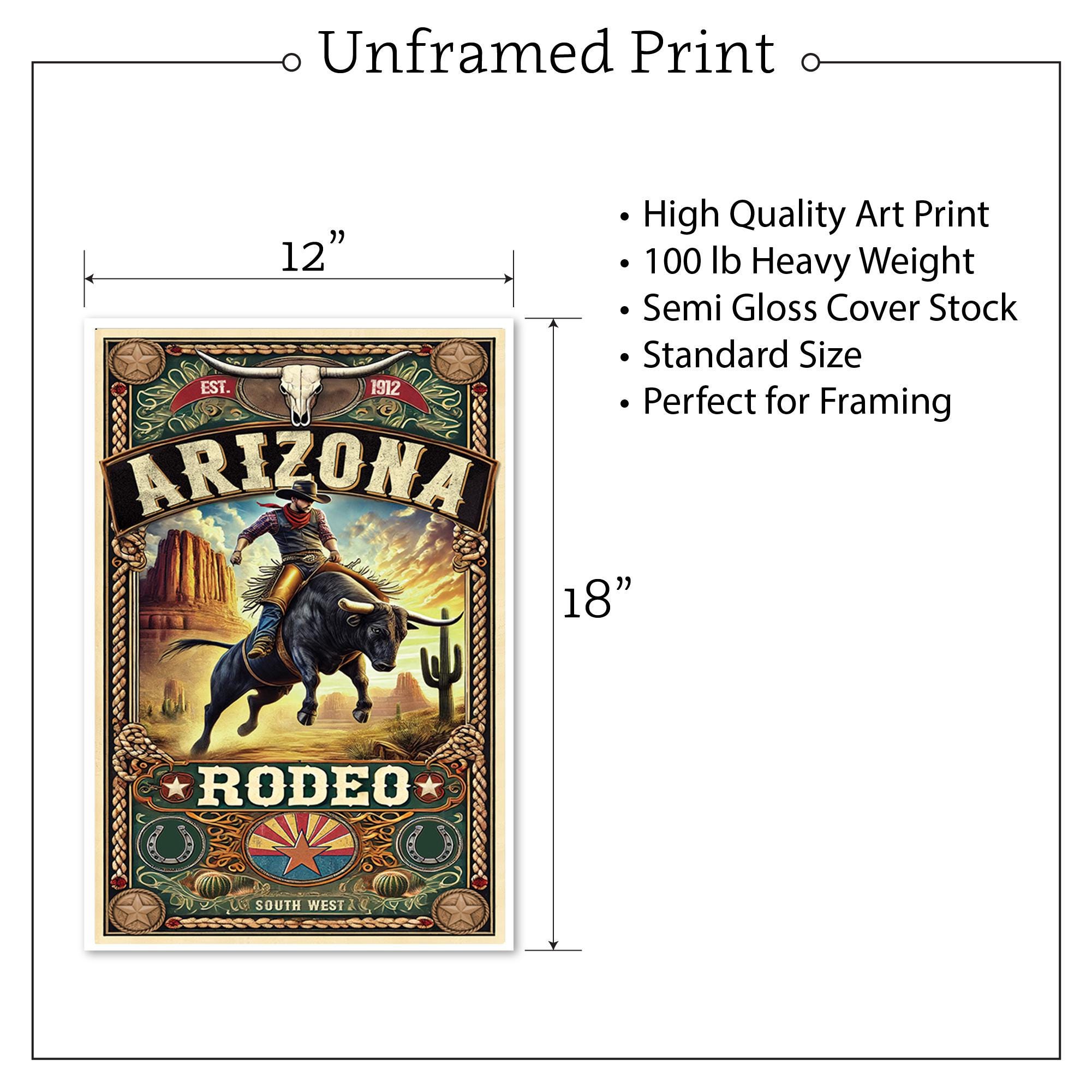 ARIZONA RODEO POSTER Art Print | Western Wall Art | Cowboy Western Wall ...