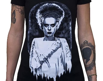MONSTERS BRIDE Bride of Frankenstein Girls Loose Neck Graphic T-Shirt Girl Bride of Frankenstein Graphic Tee Womens TShirt Girls Graphic Tee