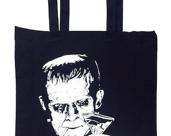 MONSTER MARTINI Tote Bag | Frankenstein Bag | Monster Tote | Horror Accessories | Shopping Bag | Halloween Accessories | Art by Mike Bell