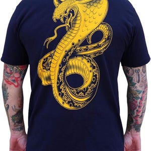 GOLDEN COBRA Men&#39;s Graphic Tee, Mens Traditional Tattoo Tee, Mens Tattoo Art TShirt, Mens Graphic Tees Tattoo Art Cobra Art by Tim Hendricks