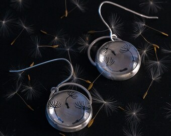 Sterling Silver and Glass Dandelion Seed Earrings