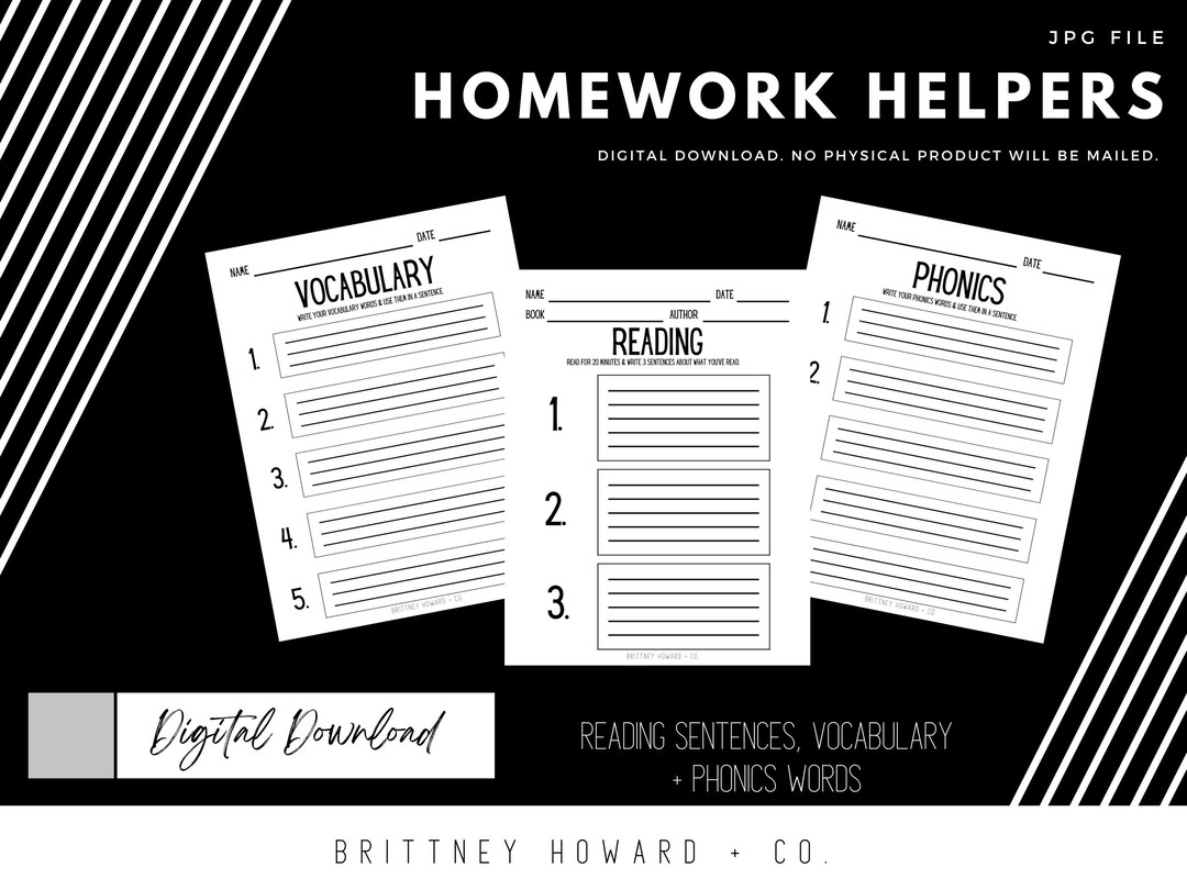 Homework Helper Formatted Worksheets - Etsy