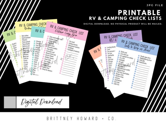 RV Camping Printable Check List - Etsy