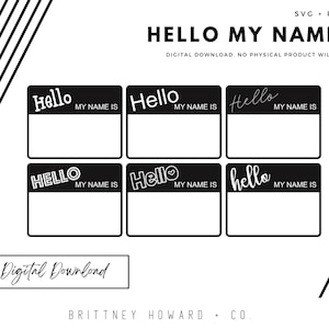 Hello My Name Is SVG Name Tag Cut File BUNDLE