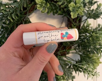 Smoothie Lip Balm, Coconut Lip Balm, Strawberry Banana, Lip Balm, Beeswax Lip Balm, Lip Butter, Lip Care, Skincare, Michigan Made, Flavored